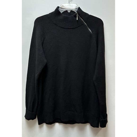 Charlie B womens black mock neck sweater white heart on back size Large #41-1025 - Picture 1 of 7